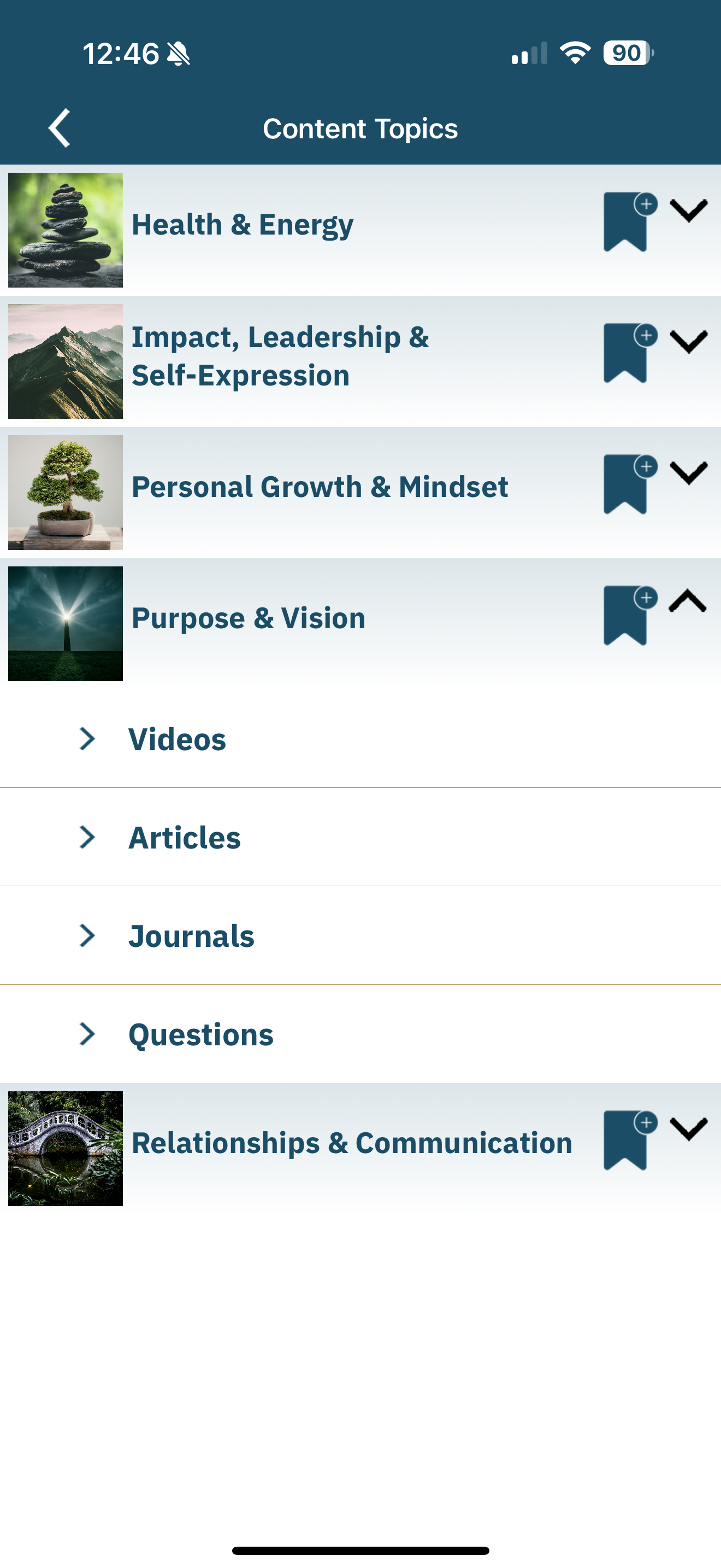 Content Topics Screen