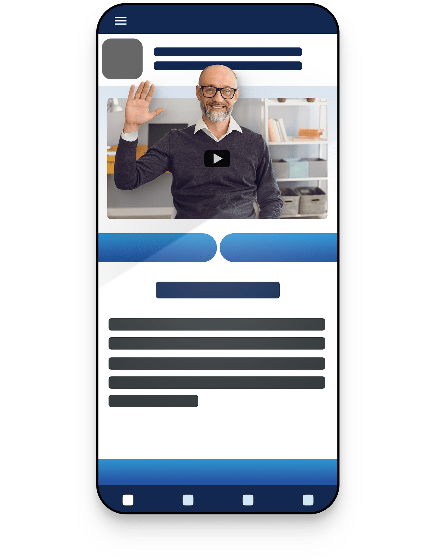 Mobile app interface showing video content delivery